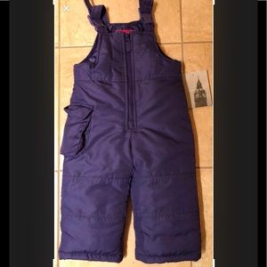 London Fog Purple Sz 12 Mth Snow Bibs-NWT